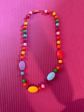 Bright Multi-Color Beaded baby teething siliconNecklace - Colorful Playful Style